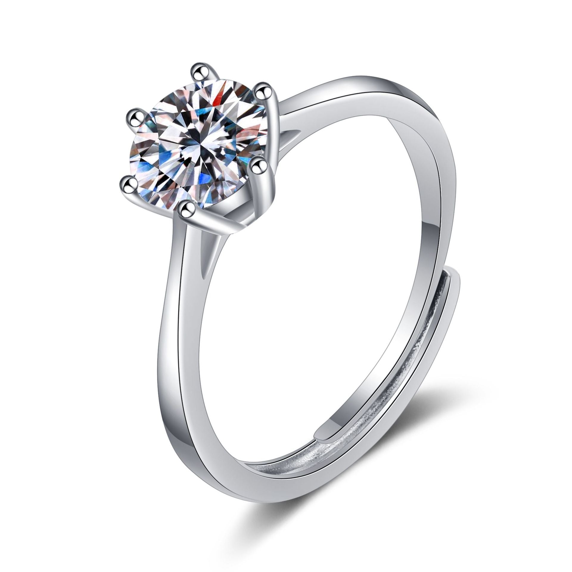 Joyería al por mayor Anillos de plata esterlina de moissanita de 1 quilate
